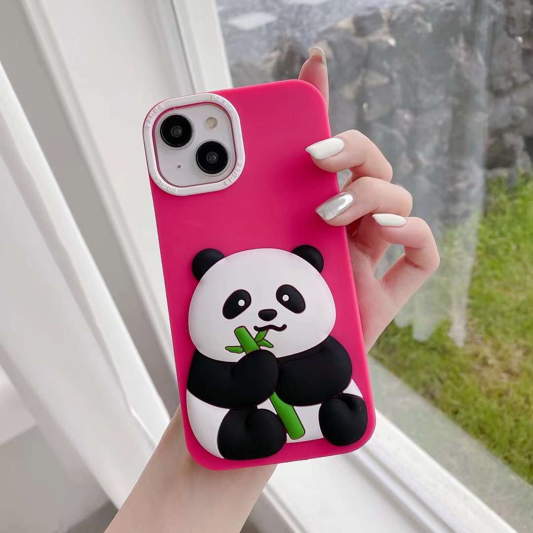 Panda With BamBoo Silicon Phone Cases - iPhone 14 Plus